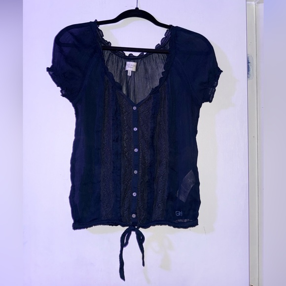 Gilly Hicks Midnight Blue Lace Blouse - Picture 1 of 2